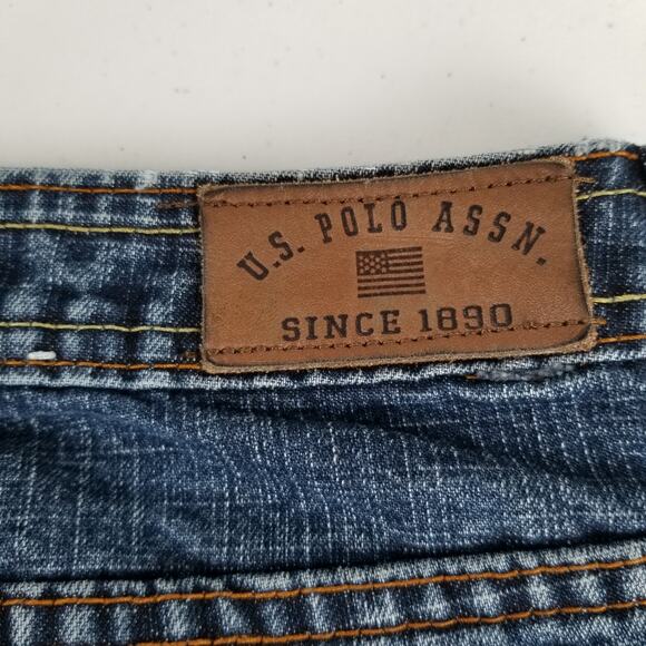 US Polo Assn Blue Jeans Unique Boot Flare High Rise Excellent Size 11 12 - Picture 4 of 7
